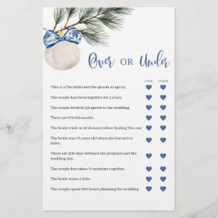 Winter Chinoiserie Bow over or under Games Card