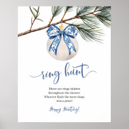 Winter Chinoiserie Bow Ring Hunt-speltecken Poster