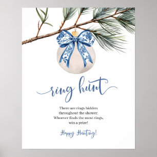 Winter Chinoiserie Bow Ring Hunt-speltecken Poster