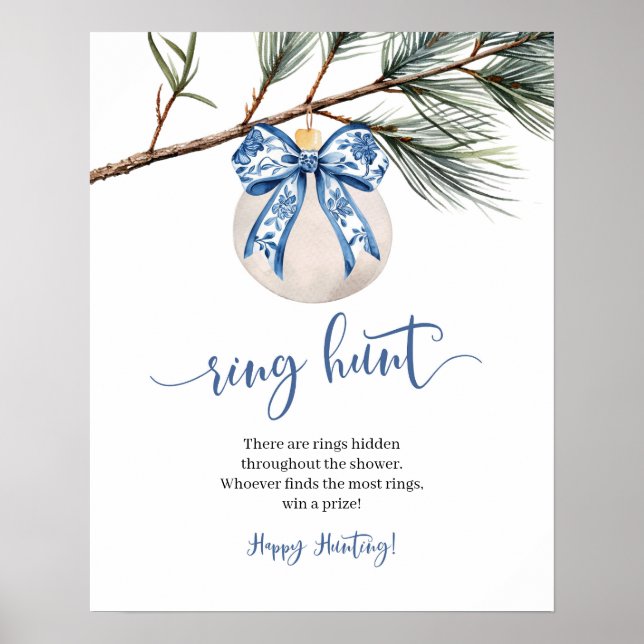 Winter Chinoiserie Bow Ring Hunt-speltecken Poster (Framsidan)