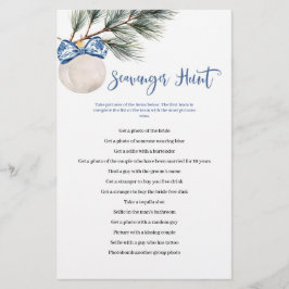 Winter Chinoiserie Bow Scavenger Hunt Games Card