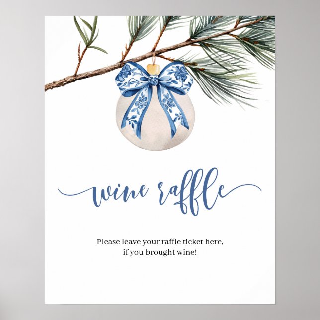 Winter Chinoiserie Bow Vin Raffle-speltecken Poster (Framsidan)