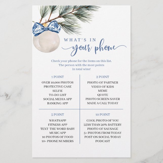 Winter Chinoiserie Bow What's in your Mobil Game (Framsida)