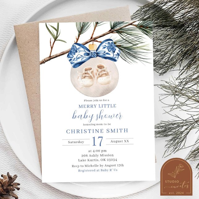 Winter Chinoiserie Merry Little Baby Shower Inbjudningar (Skapare uppladdad)