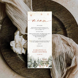Winter Christmas Baby Shower Flat Menu Meny