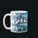 Winter christmas-bakgrund. Träet och sn gräs träd Kaffemugg<br><div class="desc">Winter christmas-bakgrund. Gräs träd och snö. Vinterlandskap med träd skog,  berg och by. Gott nytt år firande. Helgdag i julafton. vintage illustrerar platta stilar,  bakgrund,  byggnad,  firande,  jultoma,  kall,  fir,  plan,  skog,  hälsning,  lycklig,  backe,  helgdag,  måne,  hus,  illustration,  landskap,  vintage, ,  berg,  natur,  ,  retro,  illustration</div>