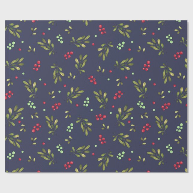 Winter Christmas berries Presentpapper (Platt)