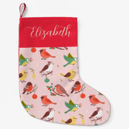 Winter Christmas Birds Personalized Kids Liten Julstrumpa
