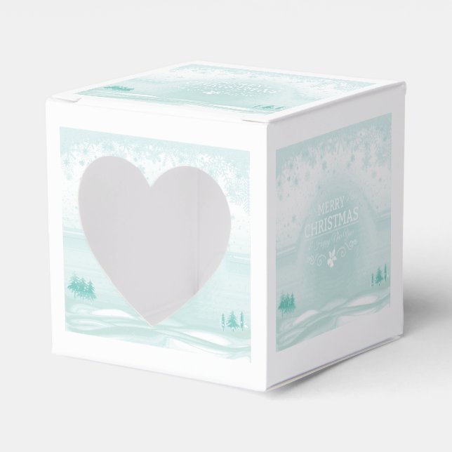 Winter Christmas Heart Window Favor Box Presentaskar (Framsidan Sidan)
