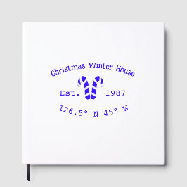 Winter Christmas house blue candy canes est. Year  Gästböcker