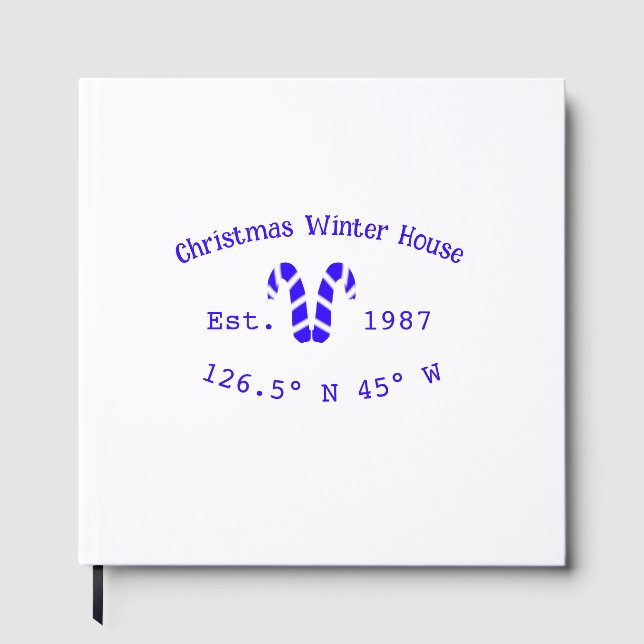 Winter Christmas house blue candy canes est. Year  Gästböcker (Framsida)