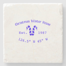 Winter Christmas house blue candy canes est. Year  Stenunderlägg