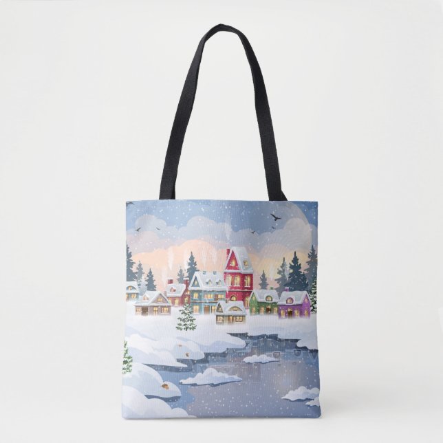 Winter Christmas landscape with snow-covered house Tygkasse (Framsida)