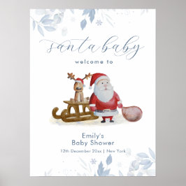 Winter Christmas Santa Baby Shower Welcome Sign Poster