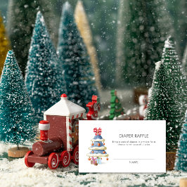Winter Christmas Tree Diaper Raffle Baby Shower  Tilläggskort