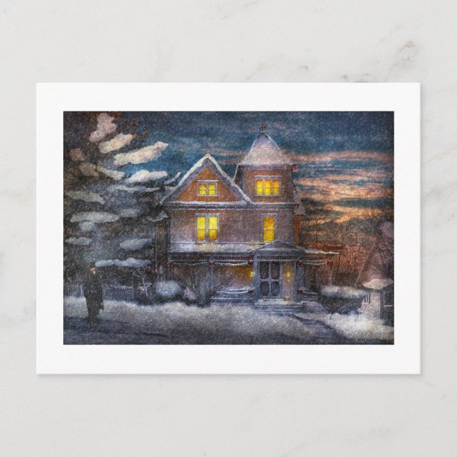 Winter - Clinton, NJ - A Victorian Jul Helg Vykort (Framsida)