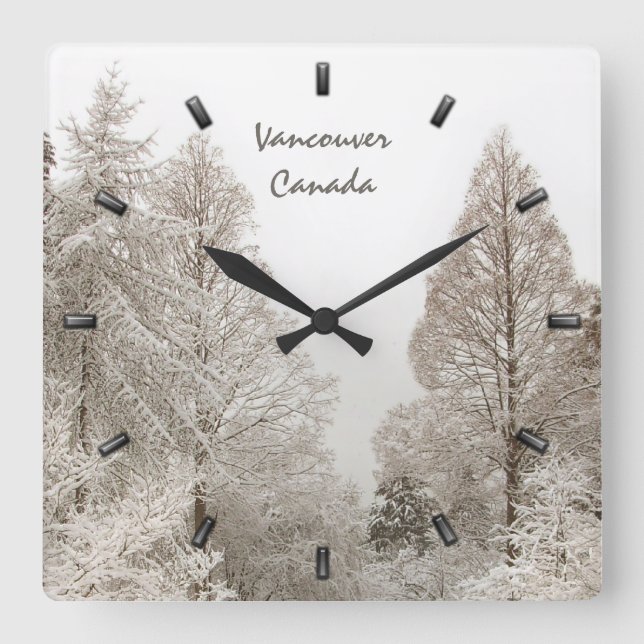 Winter Clock Anpassningsbar Winter Wonderland Wall Fyrkantig Klocka (Framsida)