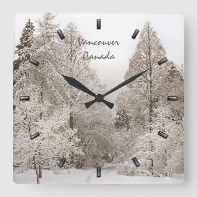 Winter Clock Anpassningsbar Winter Wonderland Wall Fyrkantig Klocka (Framsida)