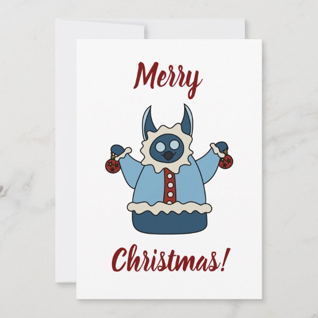 Winter coat Christmas monster Julkort (Framsida)