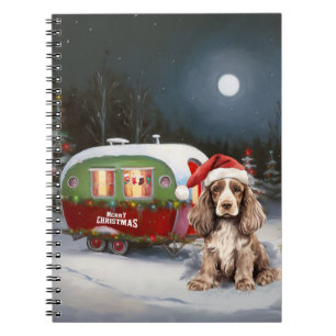 Winter Cocker Spain Caravan jul Äventyr Anteckningsbok