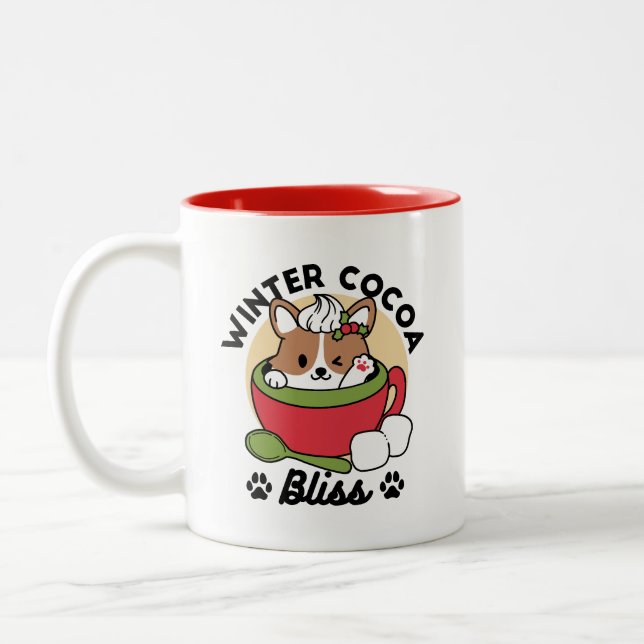 Winter Cocoa Bliss - Cute Hund in Mugg Design (Vänster)