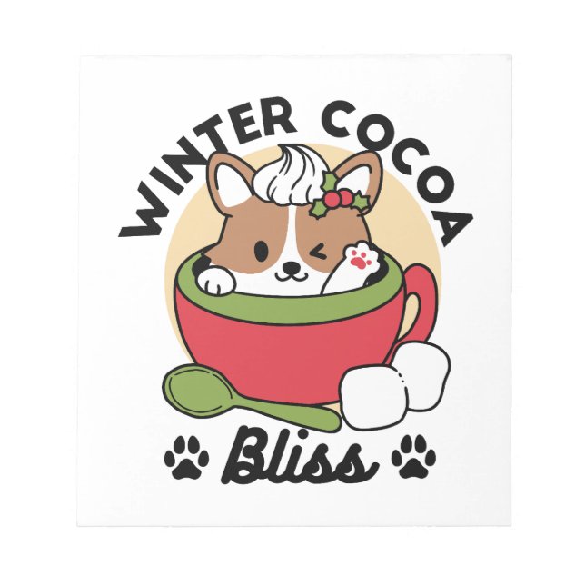 Winter Cocoa Bliss - Cute Hund in Mugg Design Anteckningsblock (Framsida)