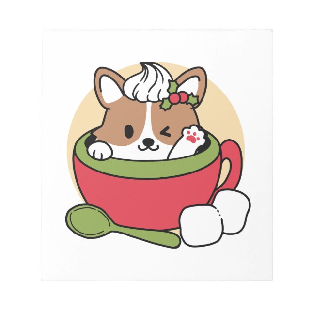 Winter Cocoa Bliss - Cute Hund in Mugg Design Anteckningsblock (Framsida)