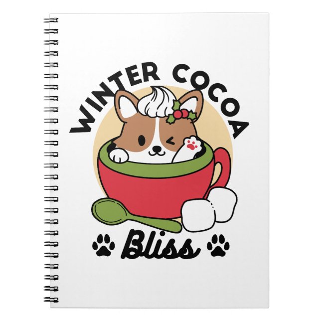 Winter Cocoa Bliss - Cute Hund in Mugg Design Anteckningsbok (Framsidan)