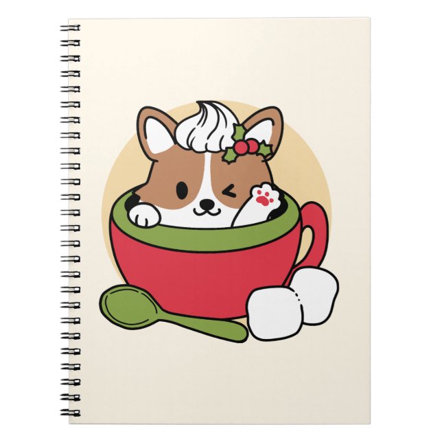 Winter Cocoa Bliss - Cute Hund in Mugg Design Anteckningsbok (Framsidan)
