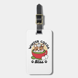 Winter Cocoa Bliss - Cute Hund in Mugg Design Bagagebricka