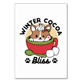 Winter Cocoa Bliss - Cute Hund in Mugg Design Bordsnummer