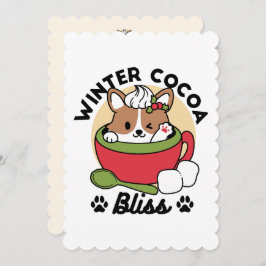 Winter Cocoa Bliss - Cute Hund in Mugg Design Julkort