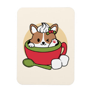 Winter Cocoa Bliss - Cute Hund in Mugg Design Magnet