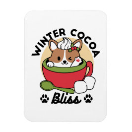Winter Cocoa Bliss - Cute Hund in Mugg Design Magnet