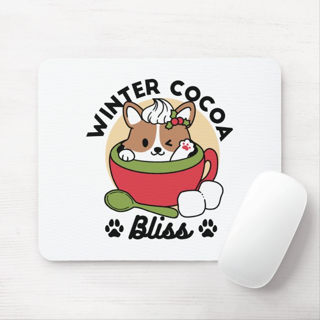 Winter Cocoa Bliss - Cute Hund in Mugg Design Musmatta (Med mus)