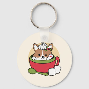Winter Cocoa Bliss - Cute Hund in Mugg Design Nyckelring
