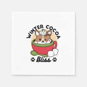 Winter Cocoa Bliss - Cute Hund in Mugg Design Pappersservett