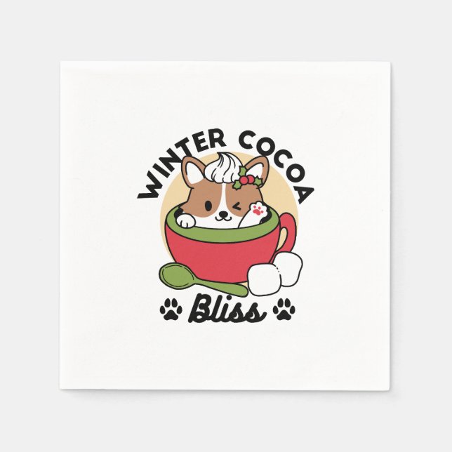 Winter Cocoa Bliss - Cute Hund in Mugg Design Pappersservett (Framsidan)