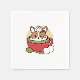 Winter Cocoa Bliss - Cute Hund in Mugg Design Pappersservett