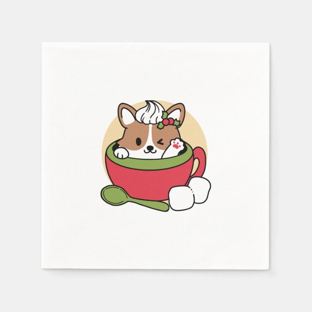 Winter Cocoa Bliss - Cute Hund in Mugg Design Pappersservett (Framsidan)