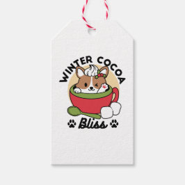 Winter Cocoa Bliss - Cute Hund in Mugg Design Presentetikett