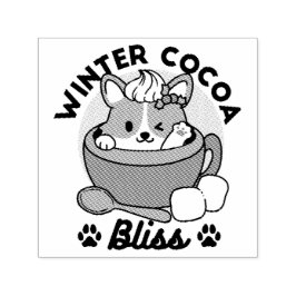 Winter Cocoa Bliss - Cute Hund in Mugg Design Självfärgande Stämpel