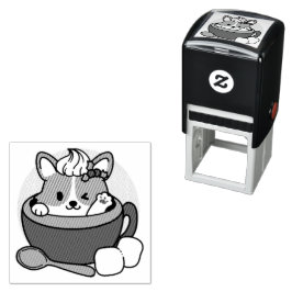 Winter Cocoa Bliss - Cute Hund in Mugg Design Självfärgande Stämpel