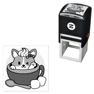 Winter Cocoa Bliss - Cute Hund in Mugg Design Självfärgande Stämpel