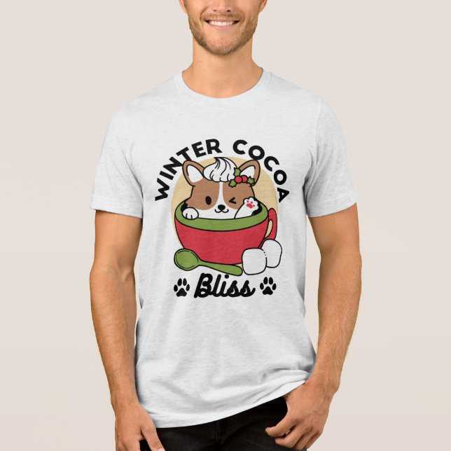 Winter Cocoa Bliss - Cute Hund in Mugg Design T Shirt (Framsida)