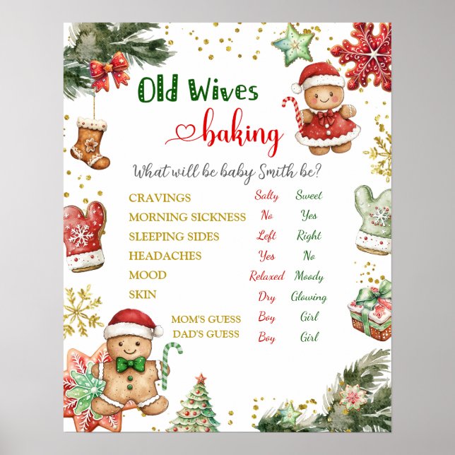 Winter Cookies Gender Reveal Old Wives Tales Poste Poster (Framsidan)