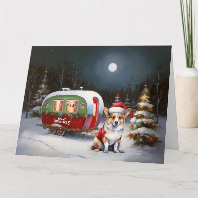 Winter Corgi Caravan jul Äventyr Kort (Framsida)