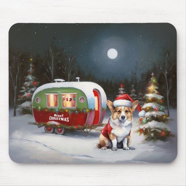 Winter Corgi Caravan jul Äventyr Musmatta (Framsidan)