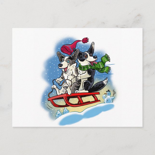 Winter Corgis Vykort (Framsida)