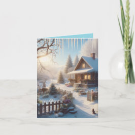 Winter Cottage-mappat anteckningskort